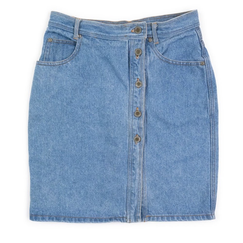 Gitano Light Blue Denim Button-Front Asymmetrical Skirt